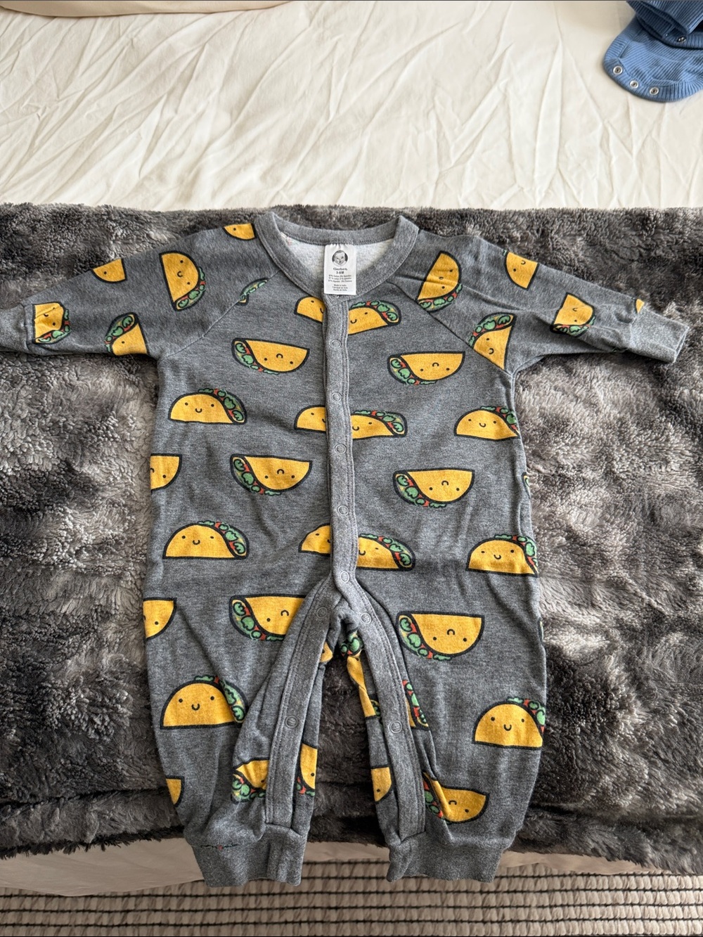Gerber Baby Gray Taco Print One-Piece Romper